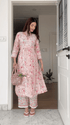 Farheen in Chikankari Long Kurta in Muslin Cotton for Women- Pink Print