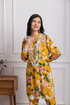 Fizaa Chikankari Co-ord set in Printed Rayon Cotton for Women- Yellow