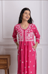 Fizaa Chikankari Kurti for Women With Pocket - Pink