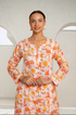 Saba Chikankari Kurta in Mul cotton in Orange Floral