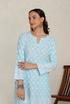 Saba Chikankari Kurta Set in Rayon - Sky Blue