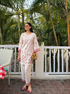 Anureet in Printkari Poly Muslin Co-ord set in Off White Red