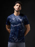 Men Abstract Print Slim Fit Crew Neck T-shirt with TECHNO COOL+