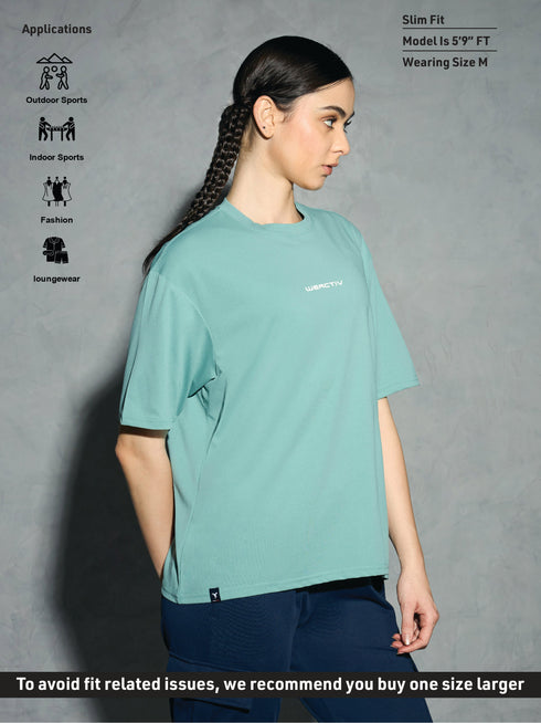 Women Printed Boxy Fit Round Neck T-shirt with COTFLEX