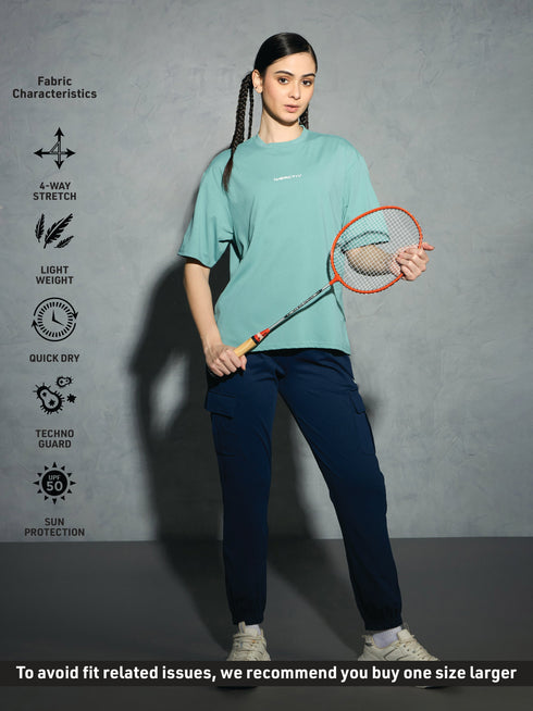 Women Printed Boxy Fit Round Neck T-shirt with COTFLEX