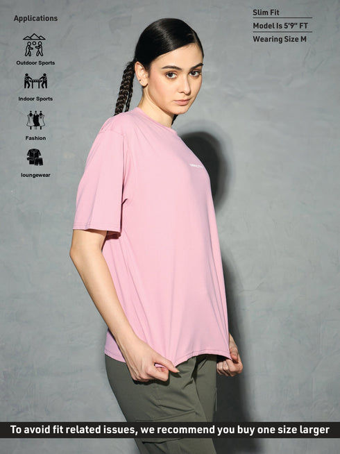 Women Printed Boxy Fit Round Neck T-shirt with COTFLEX