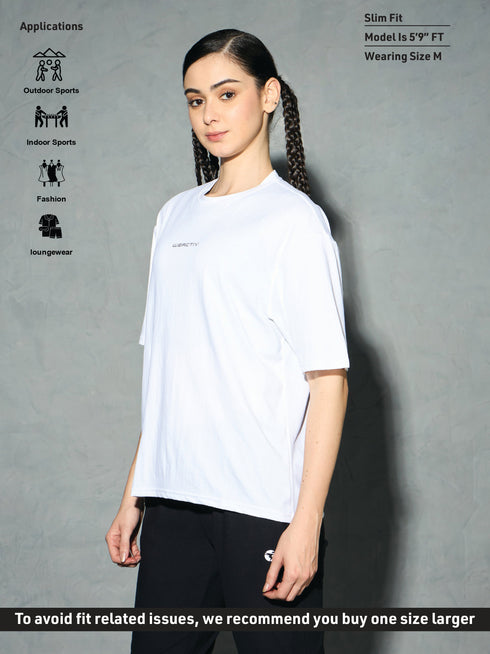 Women Printed Boxy Fit Round Neck T-shirt with COTFLEX