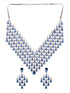 Silver Plated Blue Sapphire AD Studded Statement Necklace Jewellery set