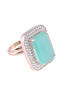 RoseGold Plated Turquoise Blue StoneStudded Adjustable Finger Ring