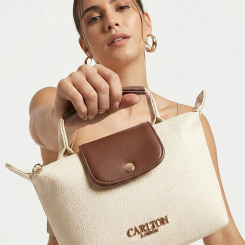 Carlton London Cream Two Toned Sling Bag CLLP 1049 Cream
