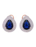 Women Blue & White Rose GoldPlated Teardrop Shaped Studs Earrings