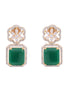 Gold Plated Green Square Drop Earrings