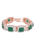 Women Rose Gold & Green Brass AD Handcrafted Rose GoldPlated Link Bracelet