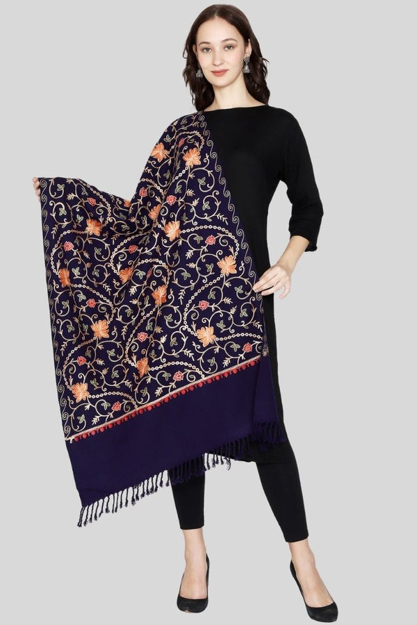 Women's Aari Embroidered Wool Stole