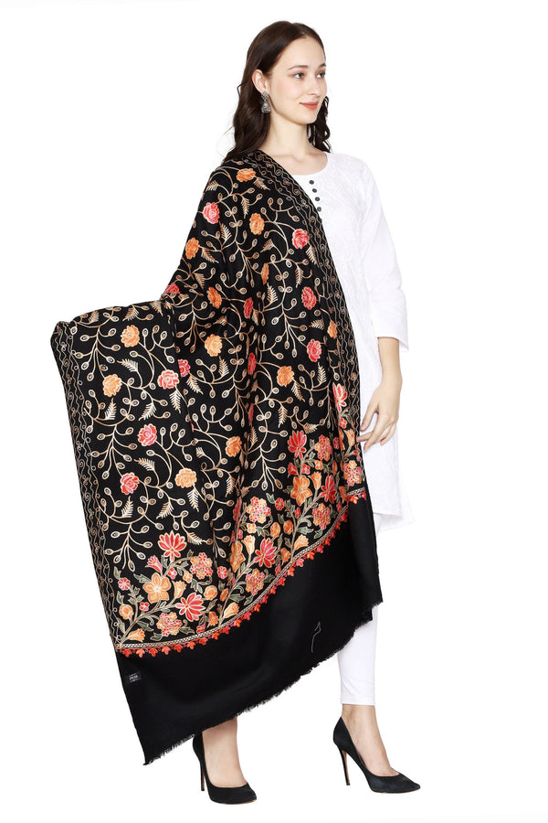 Women's Aari Embroidered Wool Shawl