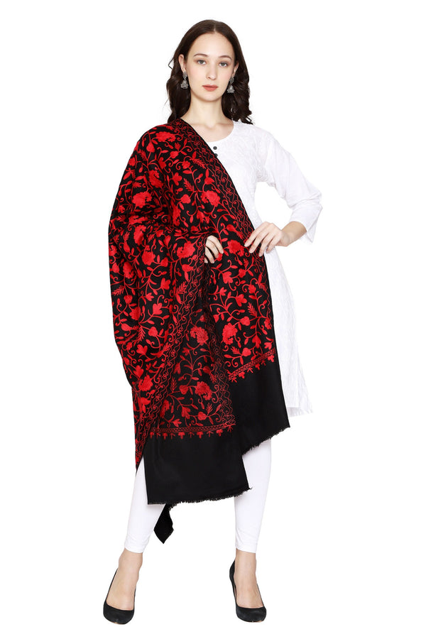 Women's Aari Embroidered Wool Shawl