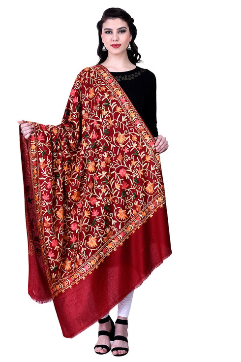 Women's Aari Embroidery Wool Shawl