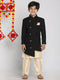 Boy's Black Indo Western Jacket With Kurta And Pyjama Set