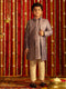Boy's' Purple And Cream Ethnic Mirror Combo Set