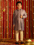 Boy's' Purple And Cream Ethnic Mirror Combo Set