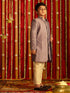 Boy's' Purple And Cream Ethnic Mirror Combo Set