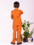Boy's' White And Orange Shirt Blazer And Pant