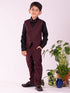 Boy's' Black And Maroon Shirt Blazer Waist Coat And Pant