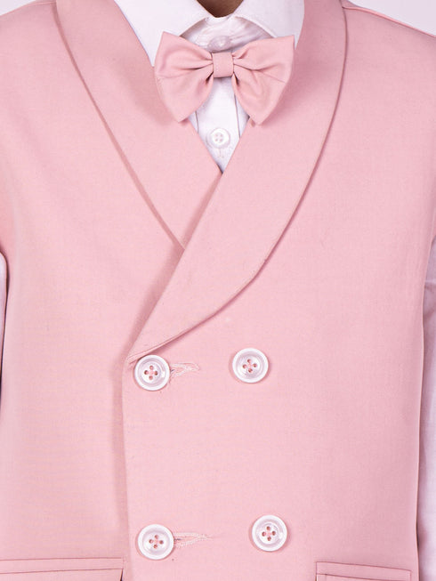 Boy's' White And Pink Shirt Blazer Waist Coat And Pant