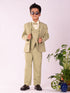 Boy's' Black And Mint Green Shirt Blazer Waist Coat And Pant