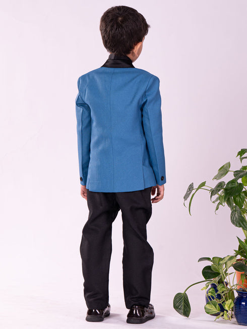 Boy's' Black And Turquoise Shirt Blazer And Pant