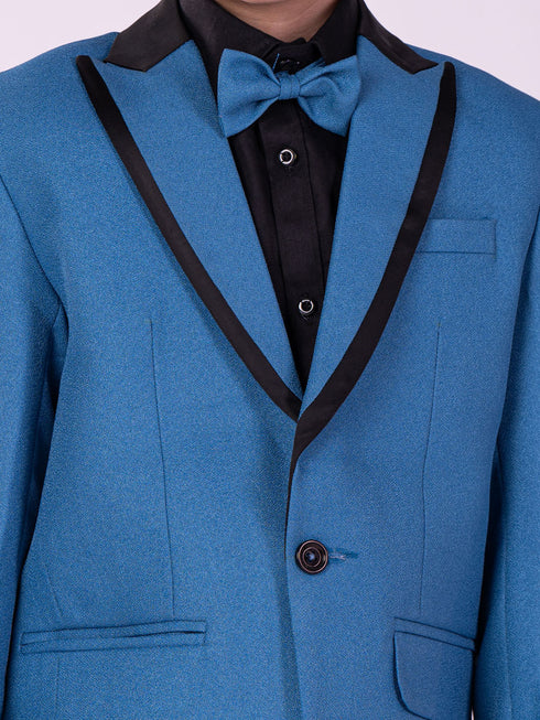 Boy's' Black And Turquoise Shirt Blazer And Pant