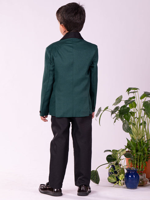 Boy's' Black And Green Shirt Blazer And Pant