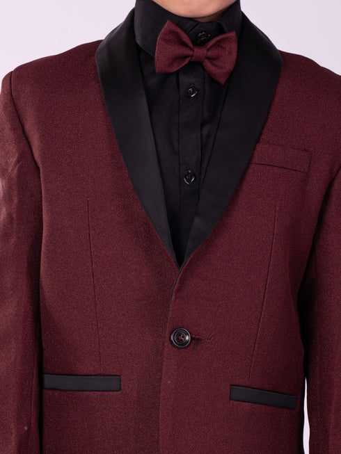 Boy's' Black And Maroon Shirt Blazer And Pant