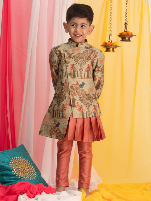 Boy's Green And Pink Combo Set