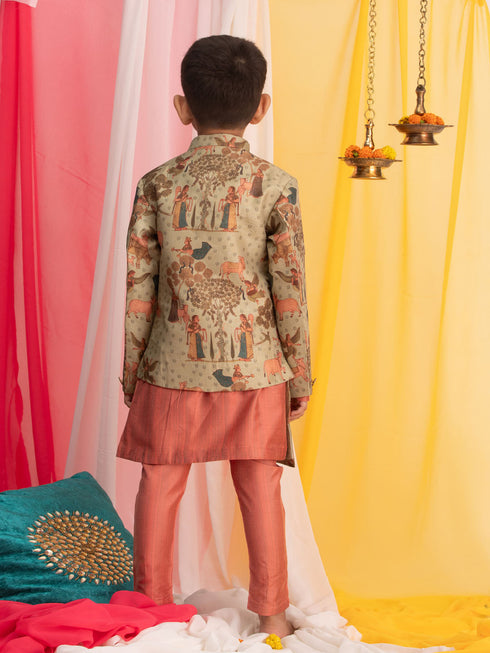 Boy's Green And Pink Combo Set