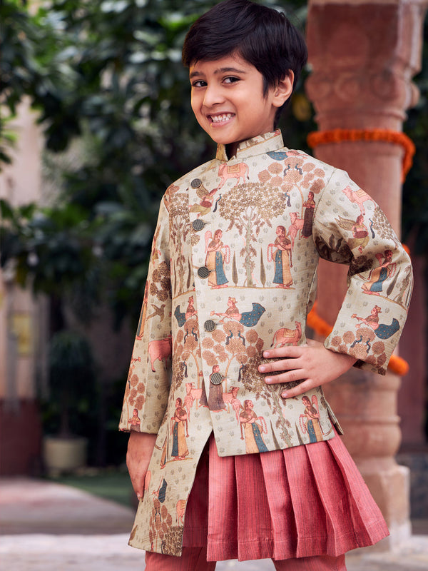 Boy's Green And Pink Combo Set