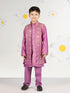 Boy's' Purple Jacket, Kurta And Pyjama Set