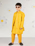 Boy's' Mustard Jacket, Kurta And Pyjama Set
