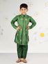 Boy's' Green Jacket, Kurta And Pyjama Set