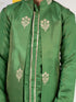 Boy's' Green Jacket, Kurta And Pyjama Set