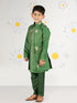 Boy's' Green Jacket, Kurta And Pyjama Set