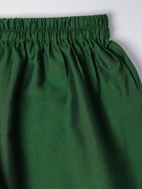 Boy's' Green Jacket, Kurta And Pyjama Set