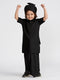 Boy's' Black Viscose Kurta Lungi And Safa Set