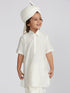 Boy's' White Viscose Kurta Lungi And Safa Set