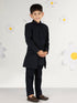 Boy's' Navy Blue Open Indowestern Set