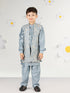 Boy's' Aqua Jacket,Kurta And Pyjama Set.