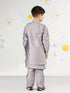 Boy's' Purple Jacket,Kurta And Pyjama Set.