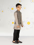 Boy's Black Jacket, Kurta And Pyjama Set