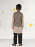 Boy's Black Jacket, Kurta And Pyjama Set