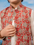 Boy's Red Jacket, Kurta And Pyjama Set